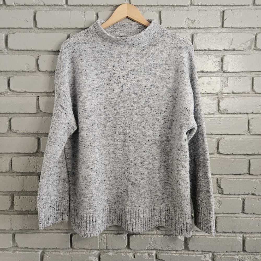 Well Worn Womens Sweater Large Wool Blend Turtleneck Grey Marbled